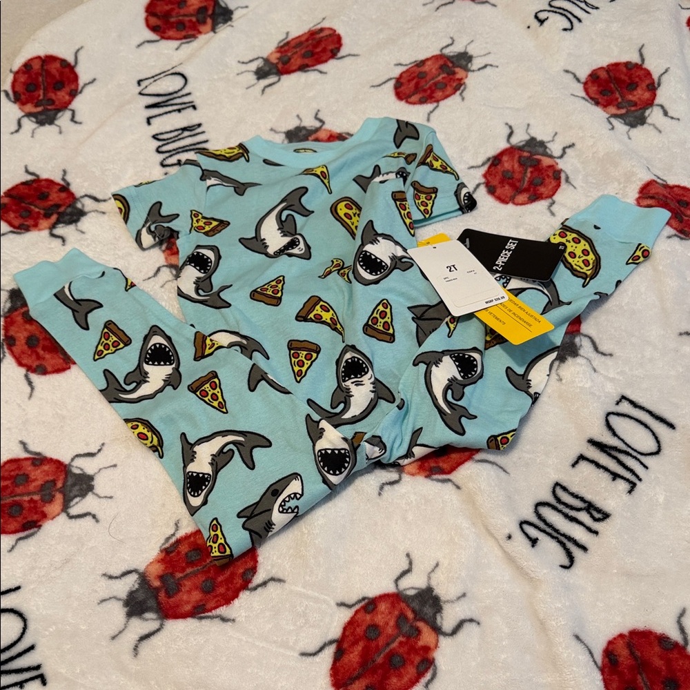 Hurley Light Blue Shark and Pizza Print Top
